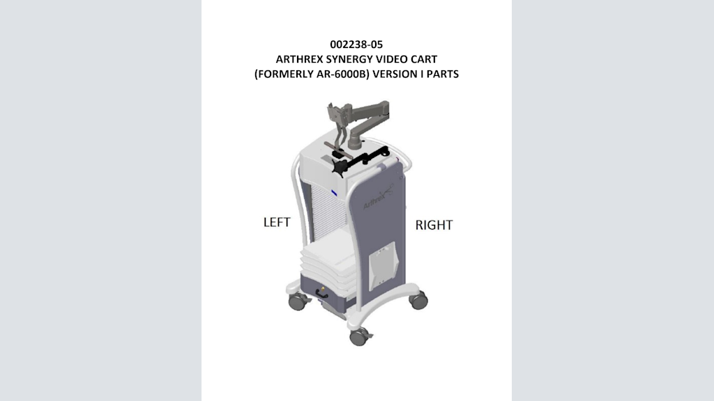 002238-05 Arthrex Synergy Video Cart (Formerly AR-6000B) Version I Parts