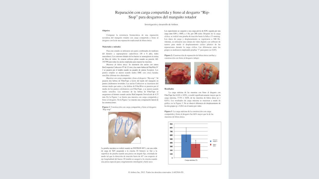 Reparación con Carga Compartida y Freno al Desgarro “Rip- Stop” para Desgarros del Manguito Rotador