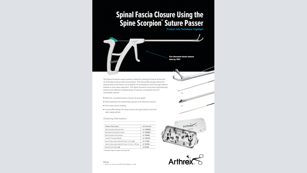 Spinal Fascia Closure Using the Spine Scorpion™ Suture Passer