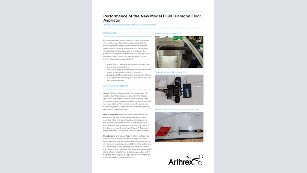 Performance of the New Model Fluid Diamond Floor Aspirator