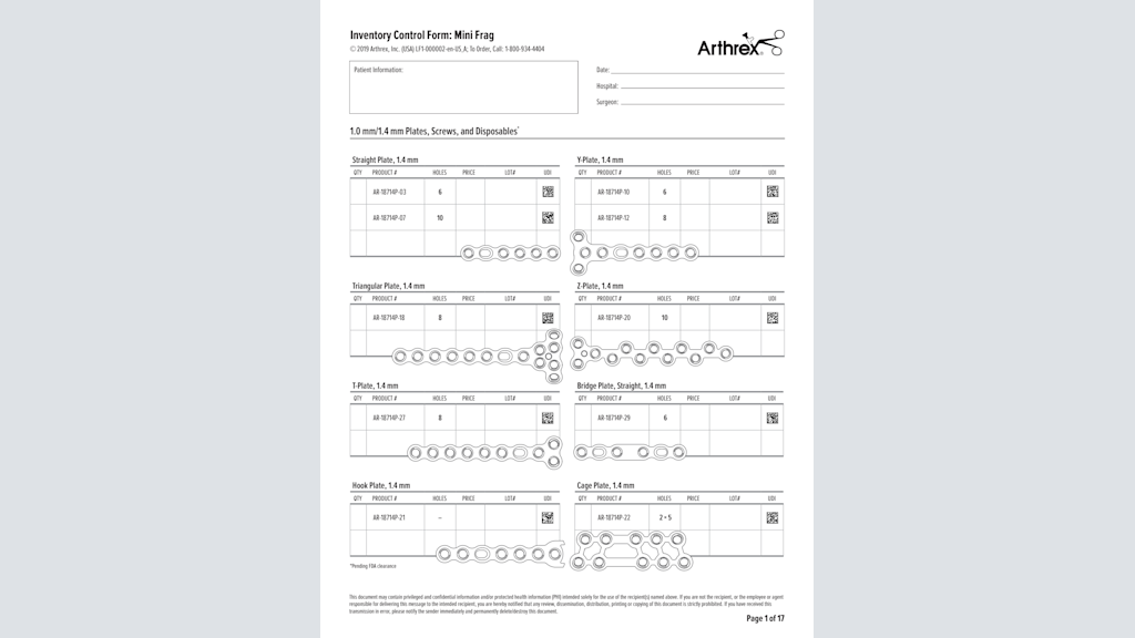 Inventory Control Form: Mini Frag