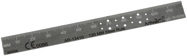 Lineal, Stahl, 120 mm, röntgensichtbar