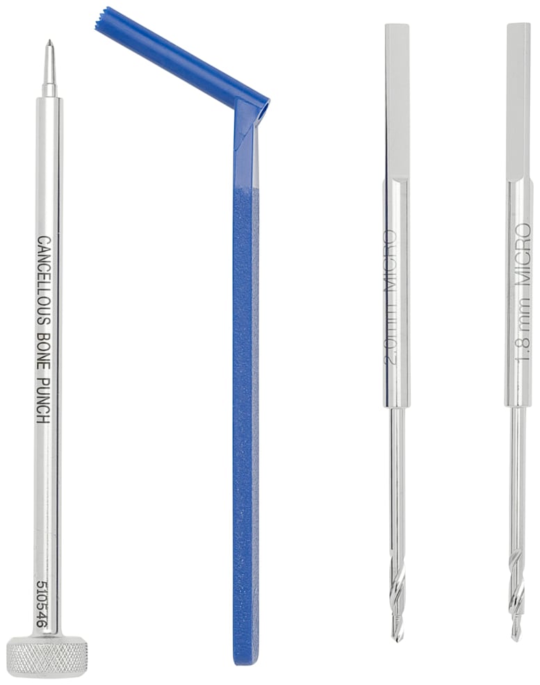Disposable Instruments Kit for Micro SutureTak with 1.8 mm Micro Drill, 2 mm Micro Drill, Drill Guide and Bone Punch