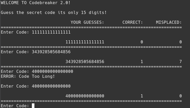 Code Breaker Second Guess