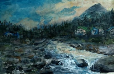 River before sunset, Manali
