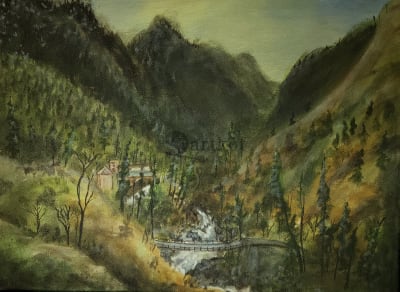 Bridge connecting mountains, Kasol, HP