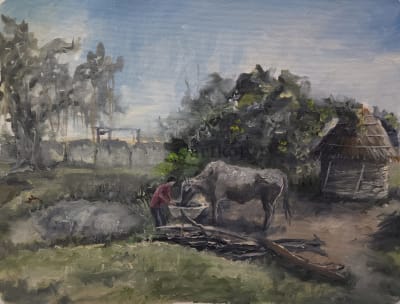 Feeding the cattle, Siwan, Bihar