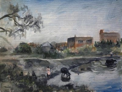 Village pond in Ekma, Siwan, Bihar