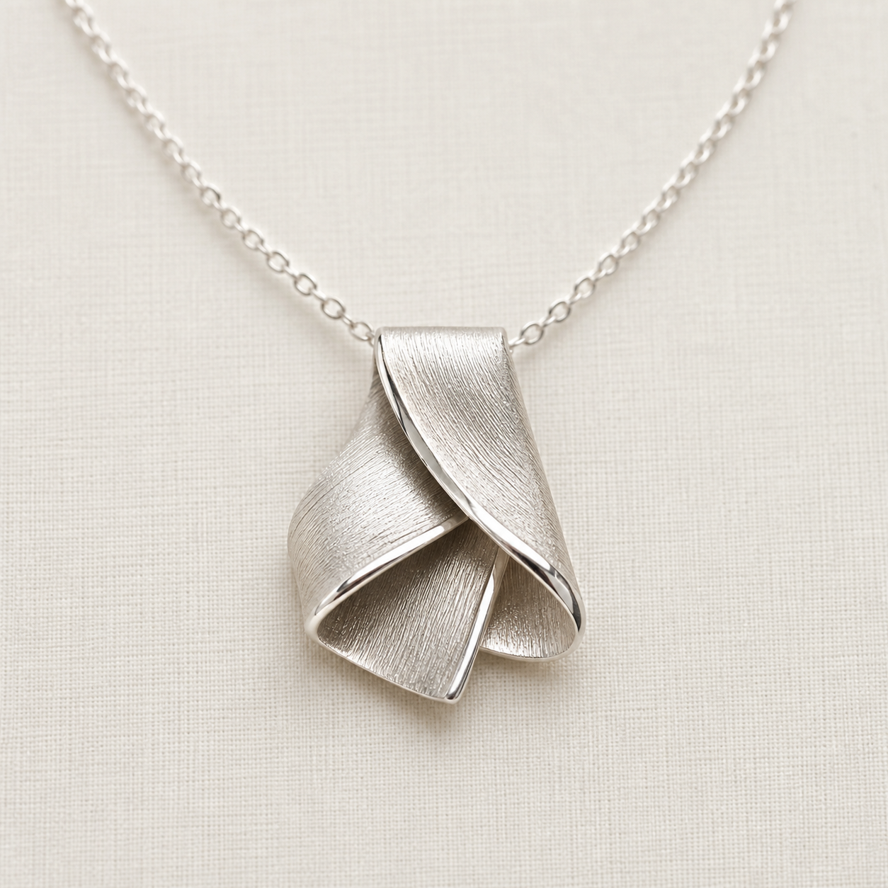 Folded Silver Pendant by Rudolf Schilling - full view
