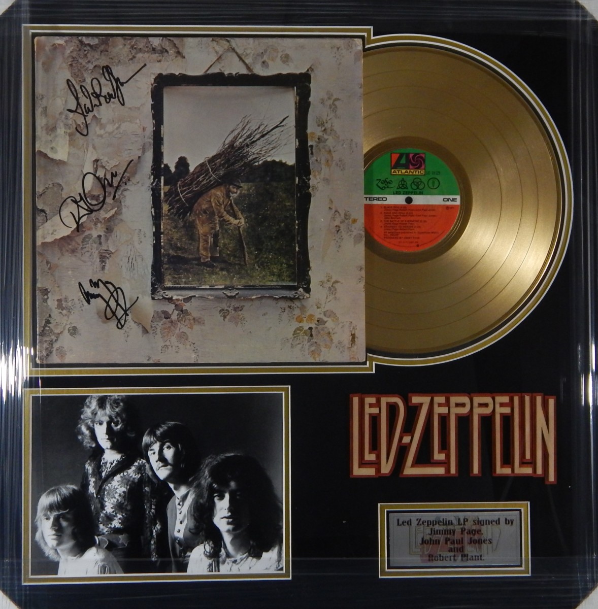 Signed Led Zeppelin IV Gold LP Record Album from | Artwork Archive