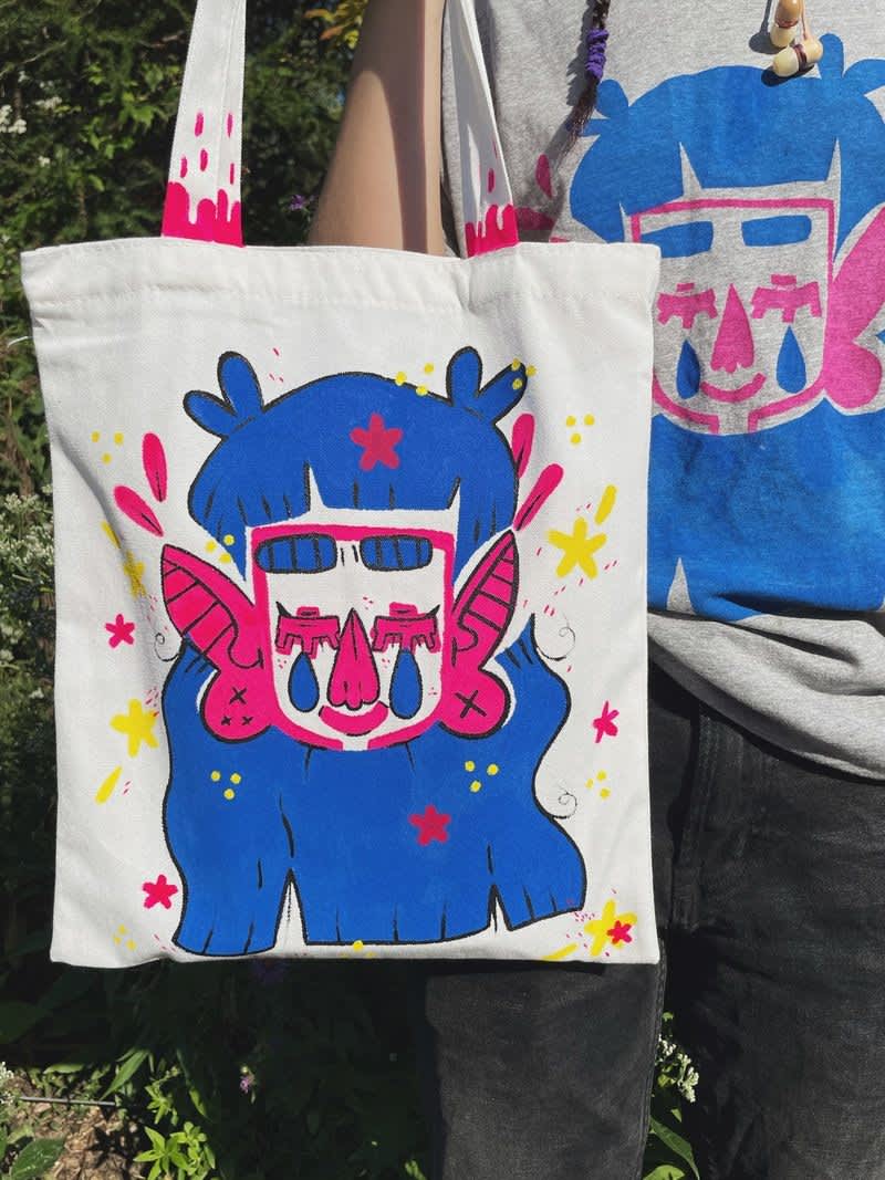 one of a kind hand painted no thx! tote