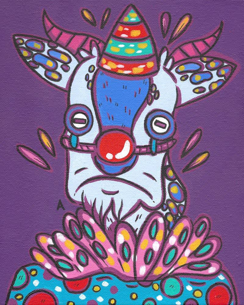 sad goat clown