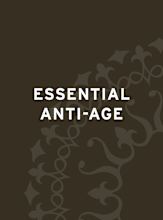 ESSENTIAL ANTI-AGE Schriftzug auf dunklem Hintergrund mit Ornamentmuster