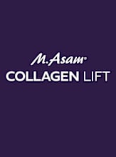 Logo M. Asam COLLAGEN LIFT sur fond violet, typographie de la marque