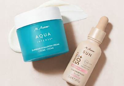 M. Asam AQUA INTENSE Supreme Hyaluron Crème Visage & Sérum Fluide Solaire Sun Drop SPF 50+ Sensitiv