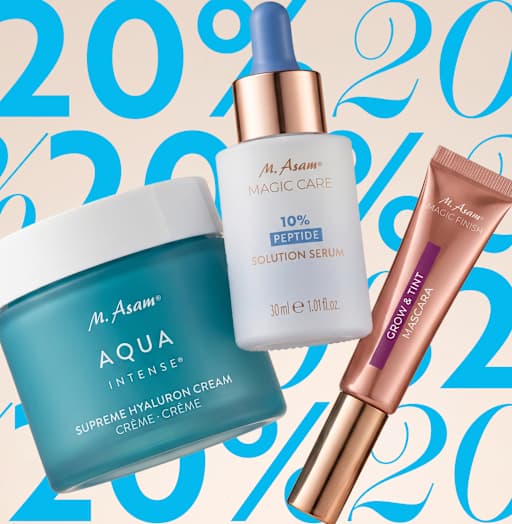 M. Asam Set Produktbild: AQUA INTENSE Creme, 10% Peptid Serum, Mascara