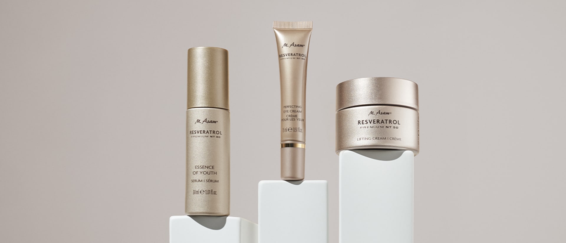 Inszenierung der Pflegelinie M. Asam Resveratrol Premium NT50