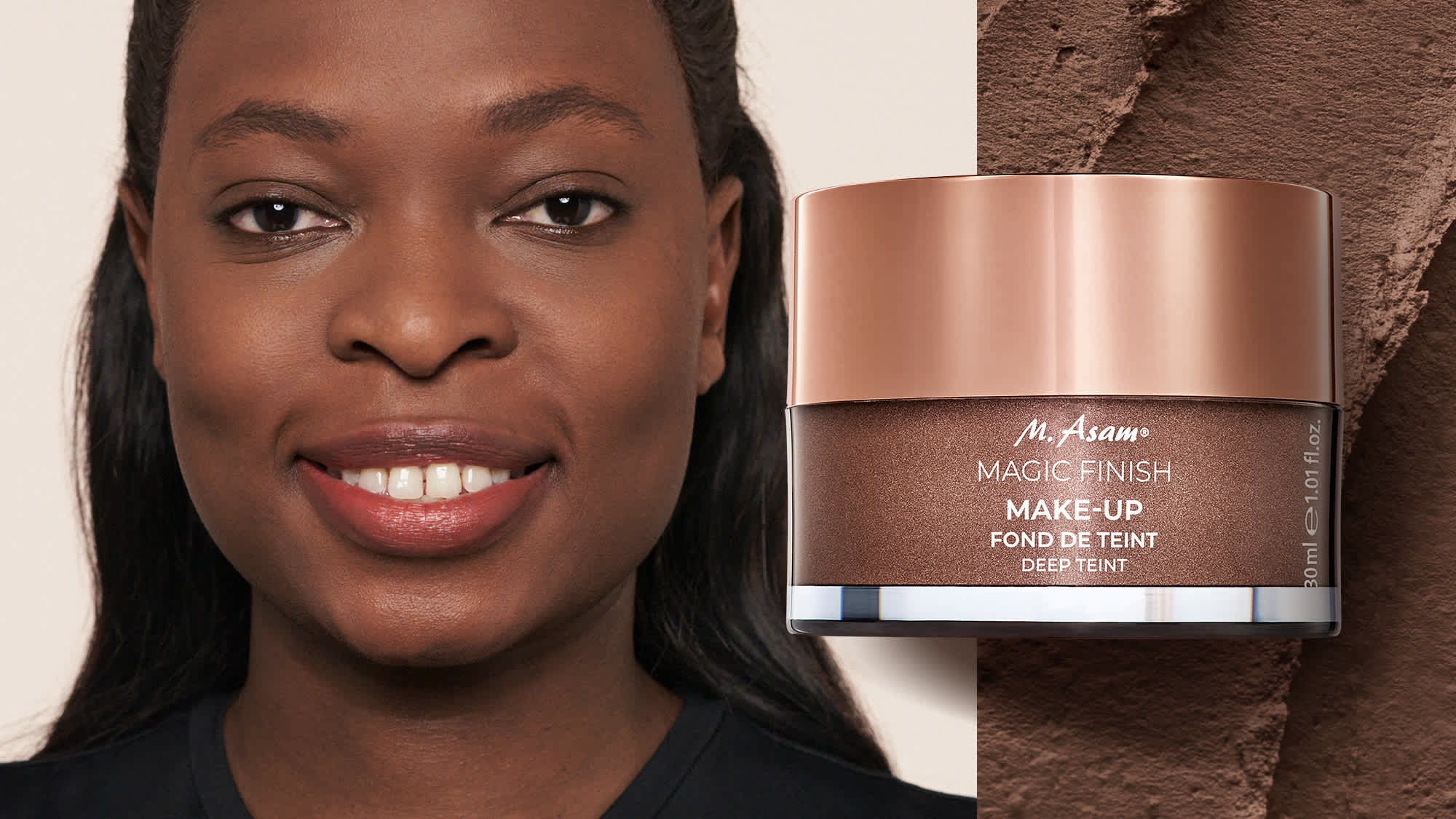 Textur-Swatch des Magic Finish Deep Teint Mousse von M.Asam