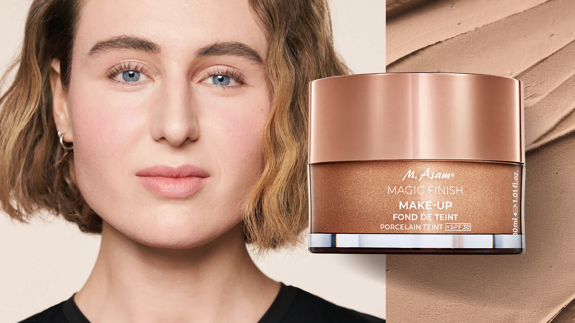 Textur-Swatch des Magic Finish Porcelain Teint Mousse von M.Asam