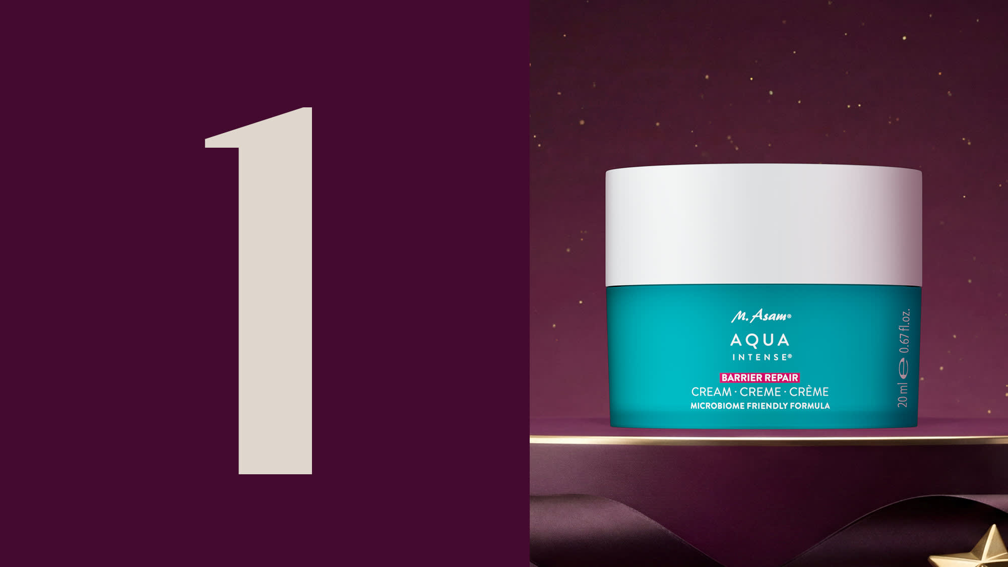 M. Asam AQUA INTENSE Creme als Produktbild mit weißem Tiegel und türkisfarbenem Design