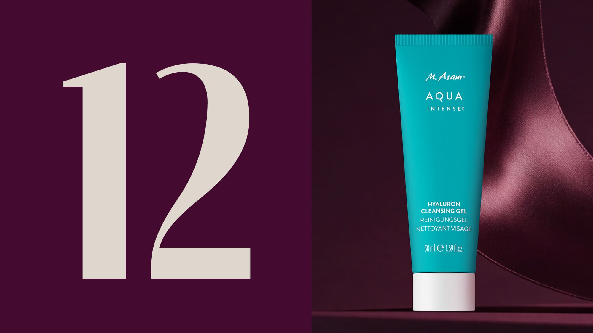M. Asam AQUA INTENSE Hyaluron Reinigungsgel als Produktbild in türkisfarbener Tube