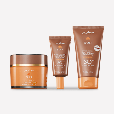 M. Asam SUN Routine de soins solaires pour le visage et le corps SPF 30 3 pièces