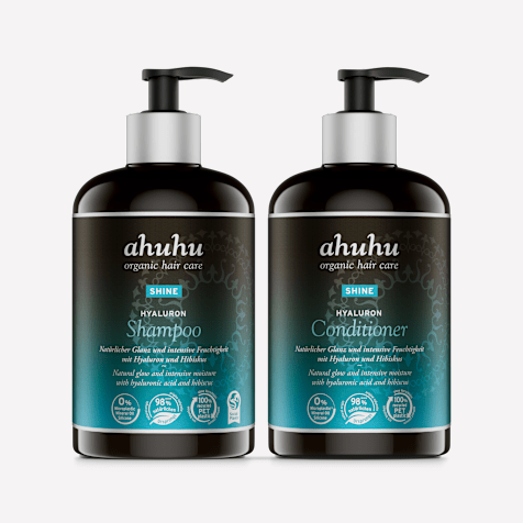 ahuhu SHINE Shampoing & Après-Shampoing à l'Acide Hyaluronique pour Hydratation & Éclat