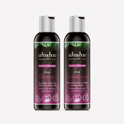 ahuhu CURLY DREAMS Shampoing & Après-Shampoing à l'Extrait de Chia pour Cheveux Bouclés