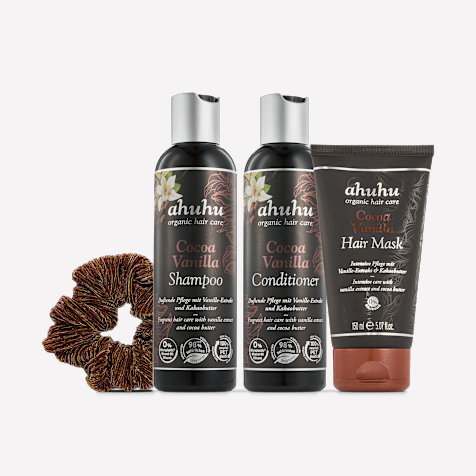 ahuhu MIX SET Cocoa Vanilla Haarpflege Routine für verbesserte Haarstruktur 4-teilig