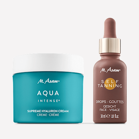 M. Asam AQUA INTENSE Supreme Hyaluron Gesichtscreme & Self Tanning Drops Selbstbräuner