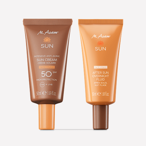 M. Asam SUN Anti-Aging Sonnencreme Gesicht LSF 50 & After Sun Overnight Fluid