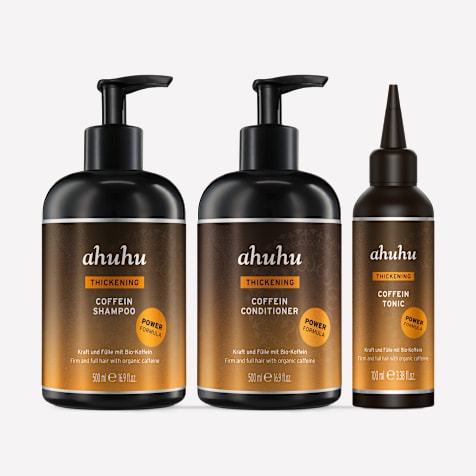 ahuhu THICKENING Coffein Haarpflege Routine Power Formula für sofort dickeres Haar 3-teilig