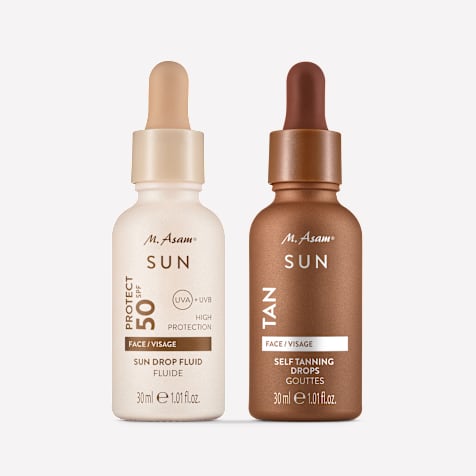 M. Asam SUN Self Tanning Drops Selbstbräuner Konzentrat Gesicht & Sun Drop Fluid Sonnenschutz Serum Gesicht LSF 50