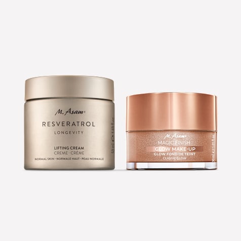 M. Asam RESVERATROL LONGEVITY Lifting Gesichtscreme & Glow Make-up Mousse Classic Glow