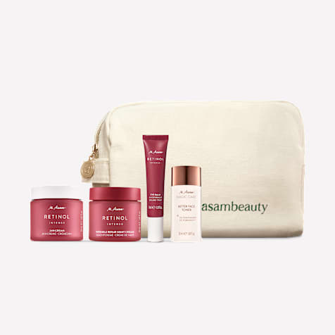 M. Asam RETINOL INTENSE Coffret cadeau 4 pièces avec trousse de toilette – routine de soin lissante au rétinol