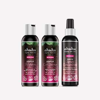 ahuhu REBUILD Routine de Soins Capillaires Anti-Casse à la Kératine 3 Produits