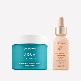 M. Asam AQUA INTENSE Crème Suprême à l'acide hyaluronique et Sérum solaire visage SPF 50