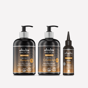 ahuhu THICKENING Routine de soins capillaires au coffein pour des cheveux plus épais instantanément 3 pièces