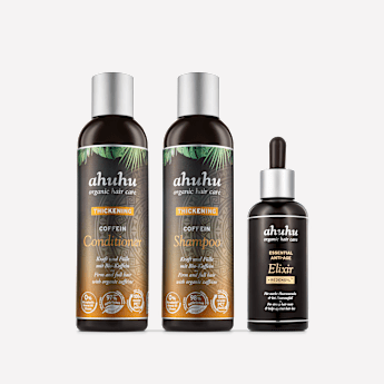 ahuhu THICKENING Routine de soins capillaires au Coffein pour des cheveux forts 3 pièces