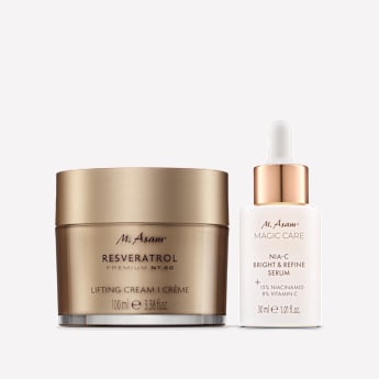 M. Asam RESVERATROL PREMIUM NT50 Crème Visage Liftante et NIA-C Bright & Refine Sérum