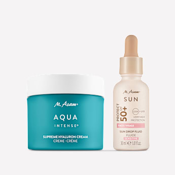 M. Asam AQUA INTENSE Supreme Hyaluron Crème Visage & Sérum Fluide Solaire Sun Drop SPF 50+ Sensitiv
