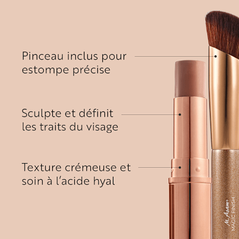 M. Asam MAGIC FINISH Cream Contour Stick de Contouring Crèmeux Medium-Dark et Mini Pinceau Maquillage