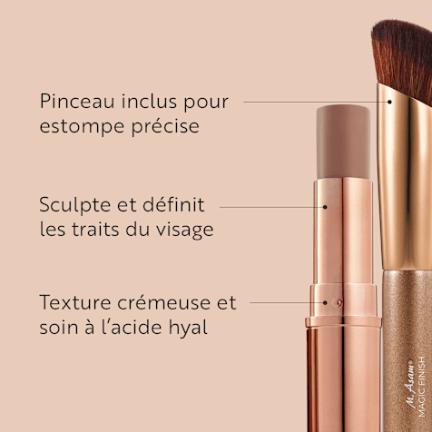 M. Asam MAGIC FINISH Cream Contour Stick de Contouring Crèmeux Light-Medium et Mini Pinceau Maquillage