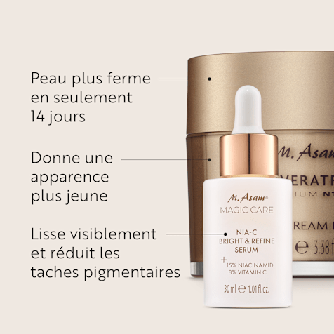 M. Asam RESVERATROL PREMIUM NT50 Crème Visage Liftante et NIA-C Bright & Refine Sérum