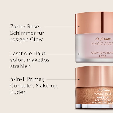 M. Asam MAGIC FINISH Glow Up Gesichtscreme Rosé & Make-up Mousse Classic Porcelain Teint LSF 30