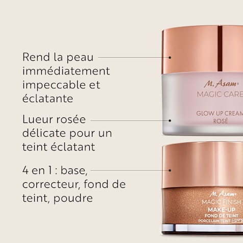 M. Asam MAGIC FINISH Glow Up Crème Rosé Visage Booster d'Éclat & Fond de Teint Mousse Porcelain Teint SPF 30
