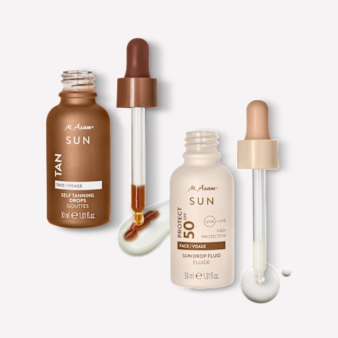 M. Asam SUN Self Tanning Drops Selbstbräuner Konzentrat Gesicht & Sun Drop Fluid Sonnenschutz Serum Gesicht LSF 50