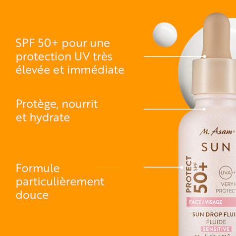 M. Asam SUN Sun Drop Fluide Sérum Solaire Visage SPF 50+ Peaux Sensibles