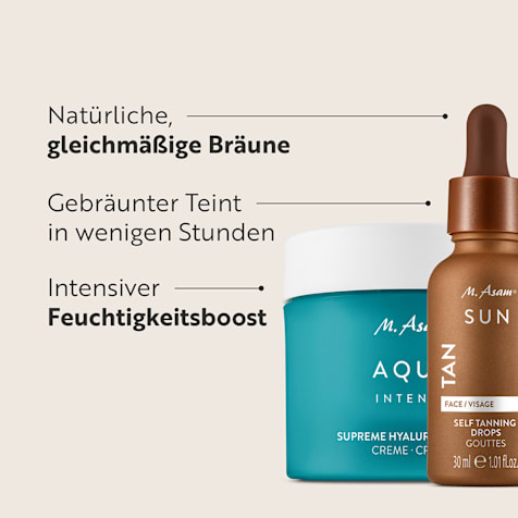 M. Asam AQUA INTENSE Supreme Hyaluron Gesichtscreme & Self Tanning Drops Selbstbräuner